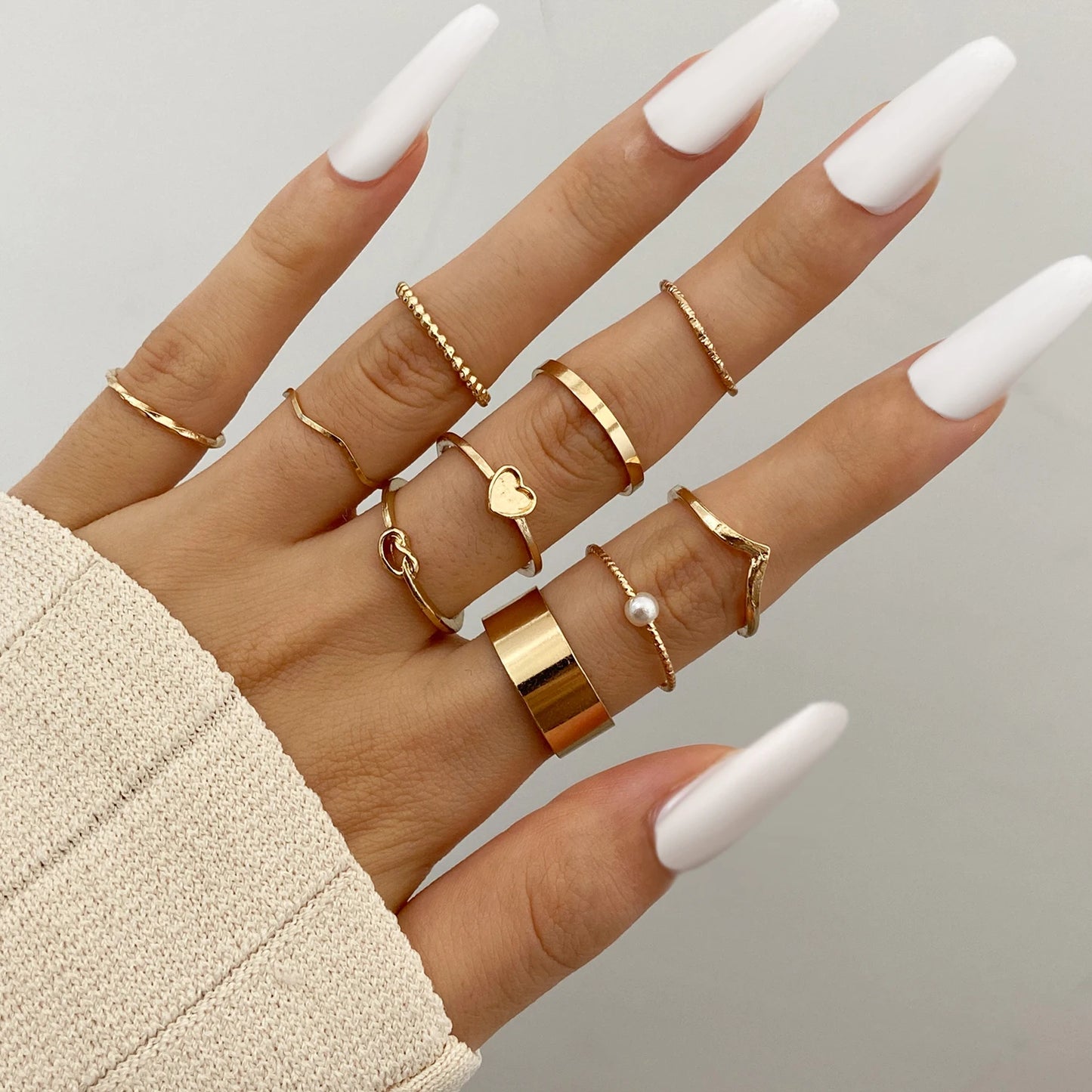 Vintage Silberfarbene Herzschmuck Ringe Set für Damen und Herren