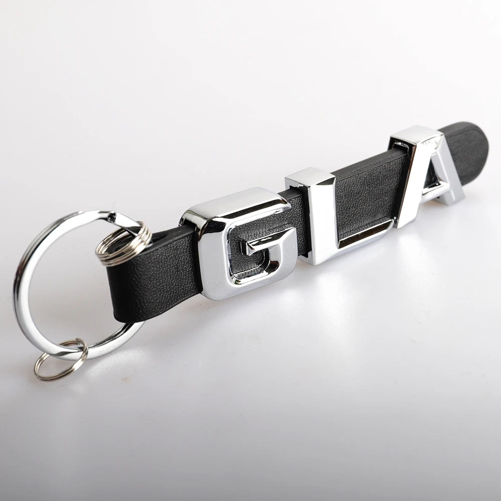 3D Buchstaben Schlüsselanhänger Metall mit Lederband für Autoschlüssel