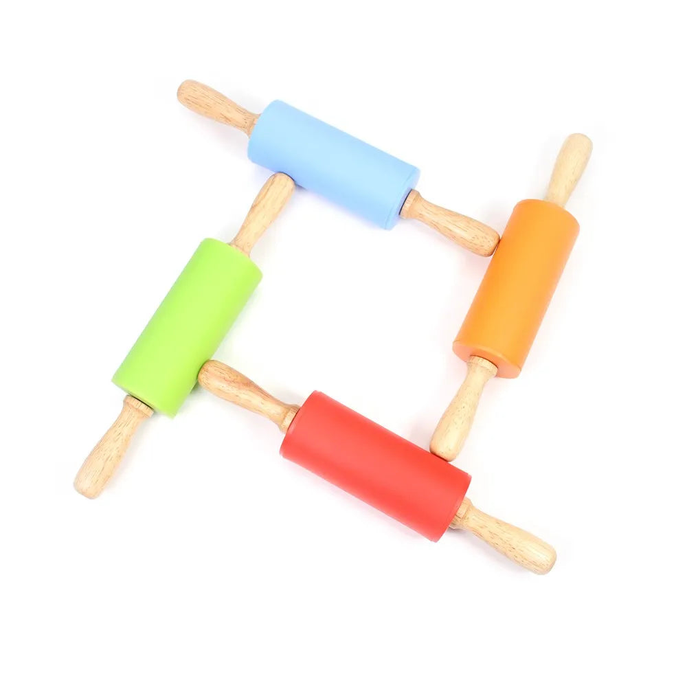 Antihaft Silikon Nudelholz mit Holzgriffen für leichtes Backen