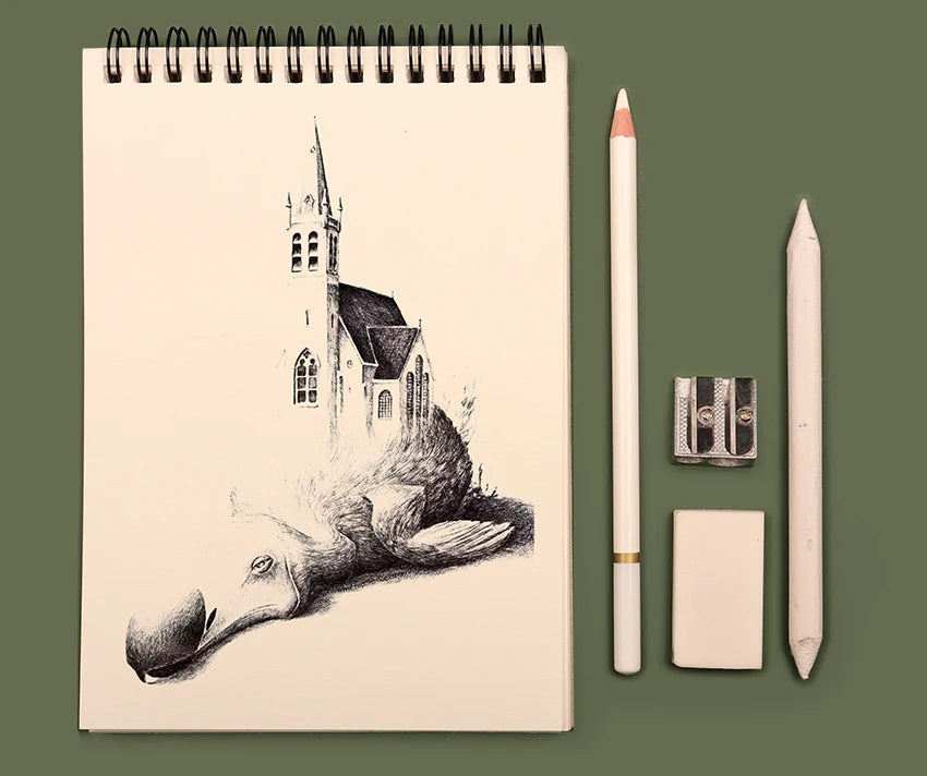 Set 3 Kohlestifte Weiß Weich Mittel Hart für Skizzen und Kunst-Yabubestshop