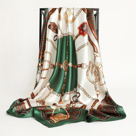 2024 seide Schal Quadrat Schal Für Frauen Drucken Stirnband Foulard Satin Hijab Haar Bands Halstuch Weibliche Kopf Wraps Bandana