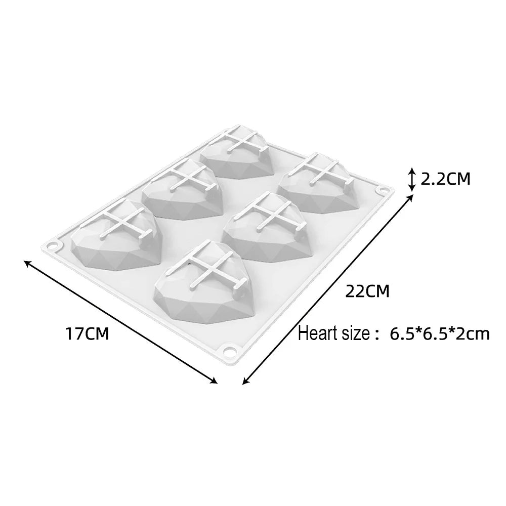 3D Silikonform Herz Diamant für Schokolade und Dessert