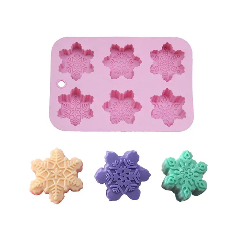 Weihnachtliche Schneeflocken Silikonform für Kerzen und Seifen DIY