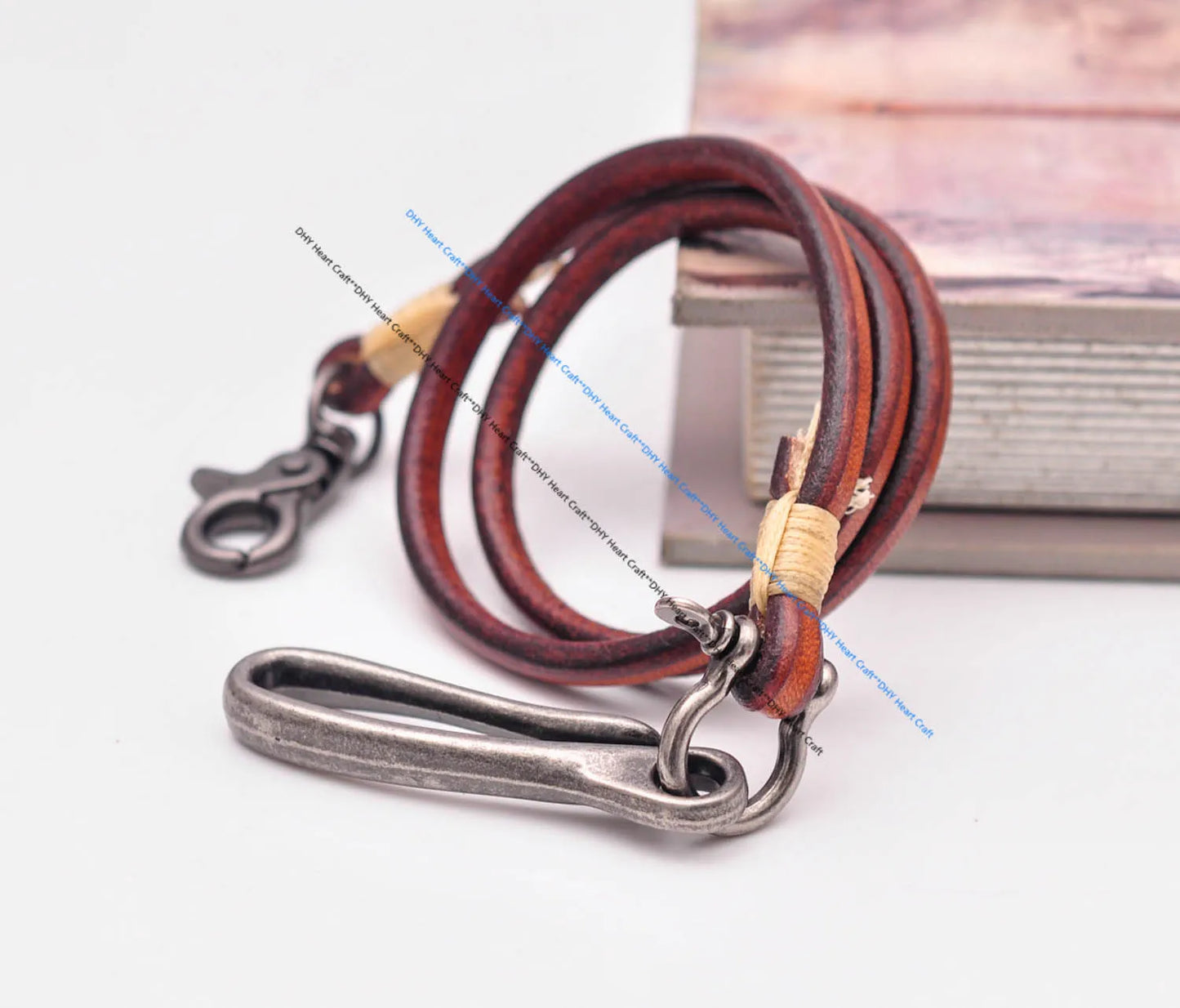 Handgemachter brauner Leder Schlüsselanhänger lange Brieftaschenkette-Yabubest - Home & More