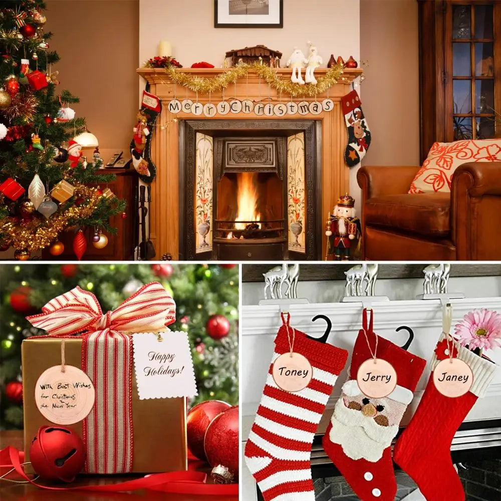 Natürliche Holzscheiben mit Loch, ideal für Kunst, Handwerk und Deko