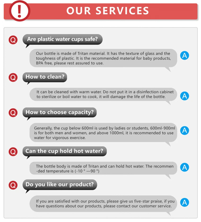 Tragbare UZSPACE Tritan Wasserflasche BPA frei mit Riemen 350 bis 1000 ml