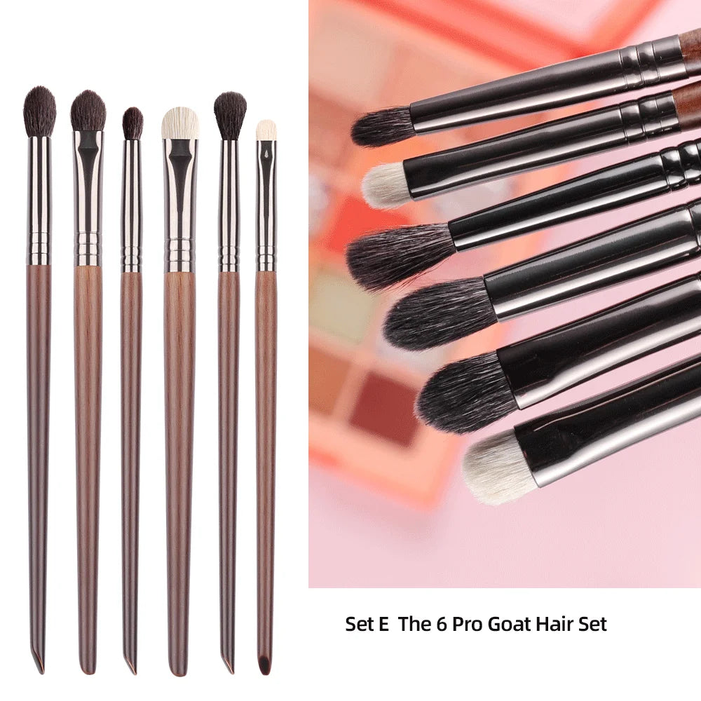 6-teiliges Lidschatten Make-up Pinsel Set mit natürlichen Ziegenborsten