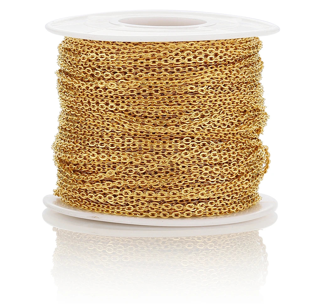 Edelstahlkette 10 Meter für DIY Schmuck 1mm 1.5mm 2mm Gold Silber