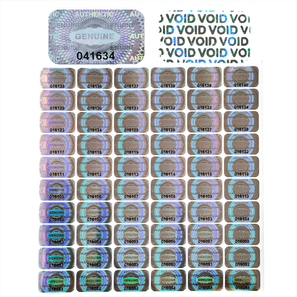 Holographische Sicherheitsetiketten mit Seriennummer 2,5x1,5 cm 300/600 Stück