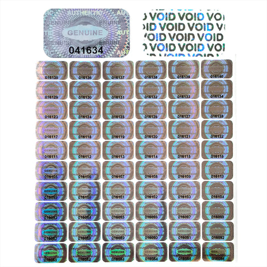 Holographische Sicherheitsetiketten mit Seriennummer 2,5x1,5 cm 300/600 Stück
