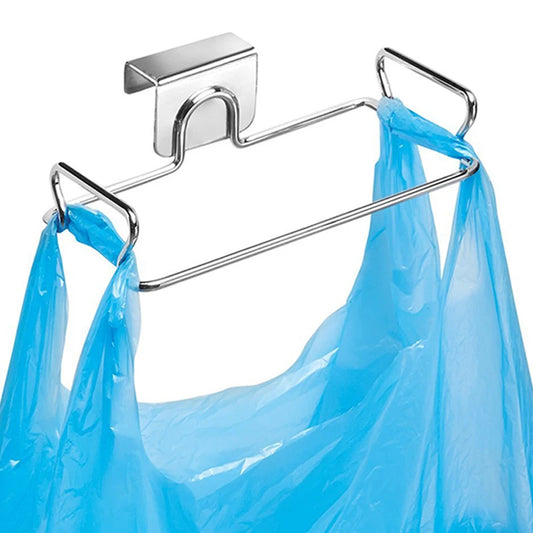 Platzsparender Edelstahl Müllhalter für Küchenschrank – robust - kratzfest, 18,7x13,9cm
