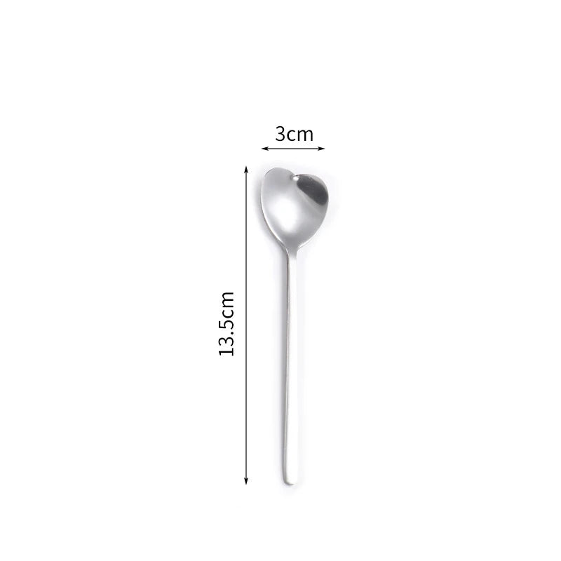 Herzförmiger Edelstahl-Löffel – stilvoll & langlebig, Silber/Gold, 13,5–17 cm
