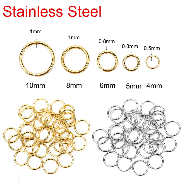 50 100 Stück Edelstahl Biegeringe 4-10 mm Spaltringe Schmuck Verbinder