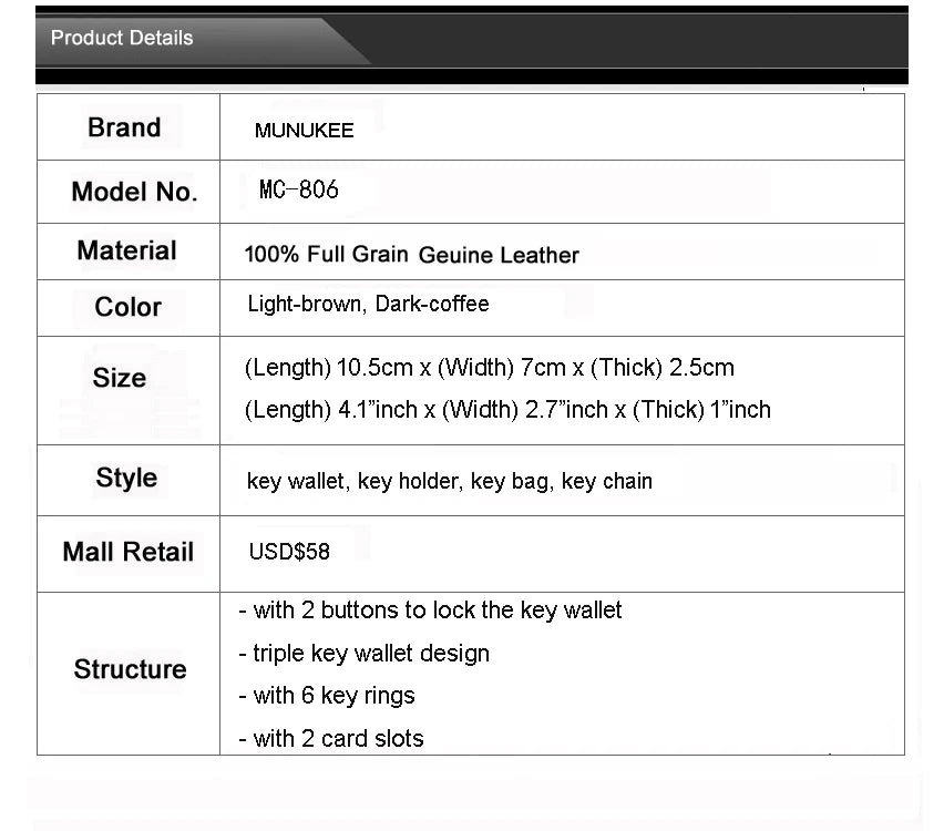 Handgemachtes echtes Leder Schlüsseletui für Herren und Damen
