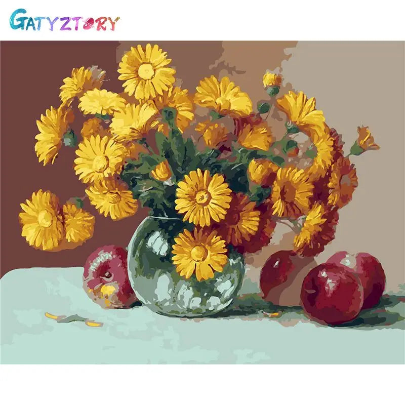 Gatyztory 40x50cm Ölgemälde durch Zahlen Blumen Leinwand