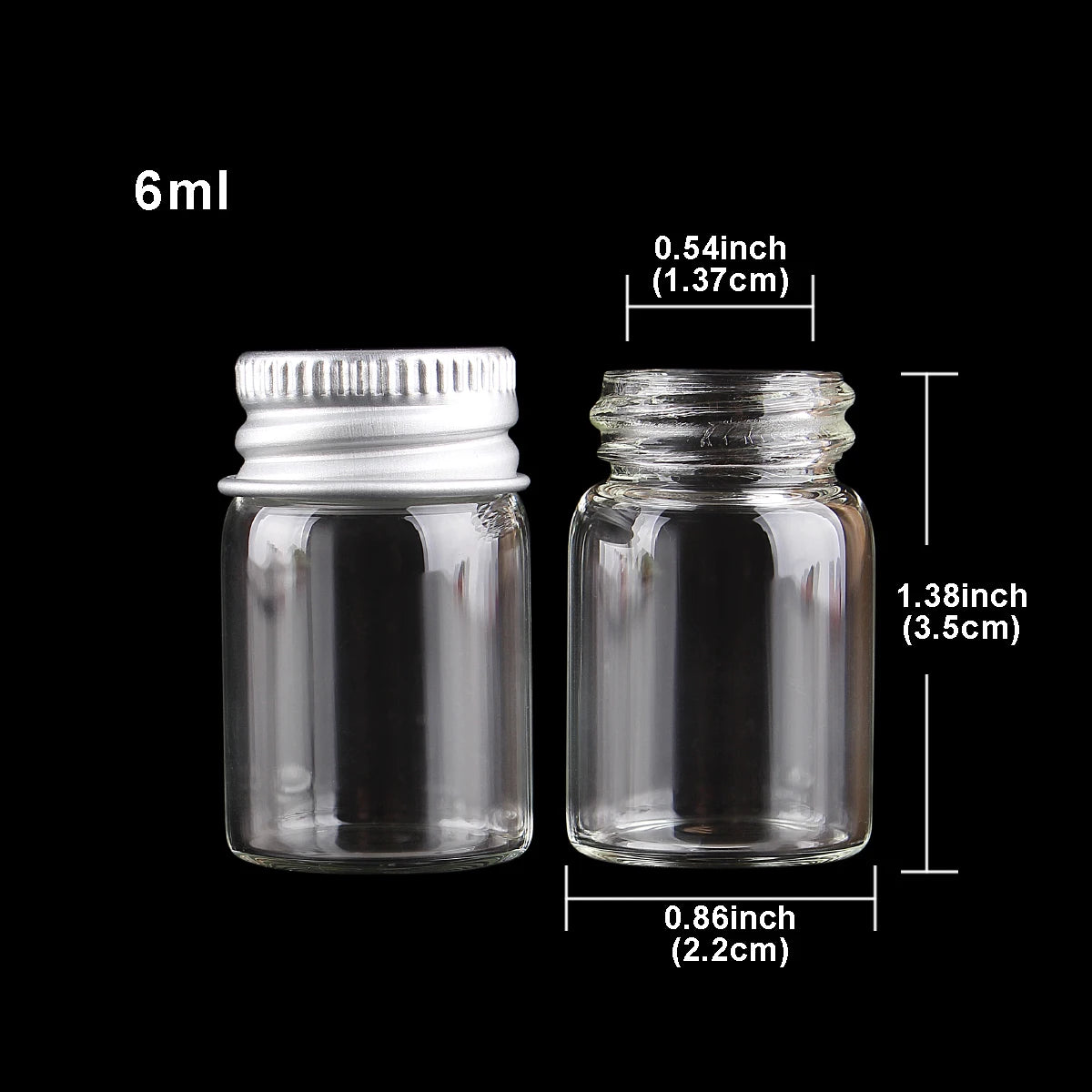 10 Stück Mini Glasflaschen mit Aluminiumdeckel 5 bis 30 ml in 9 Größen