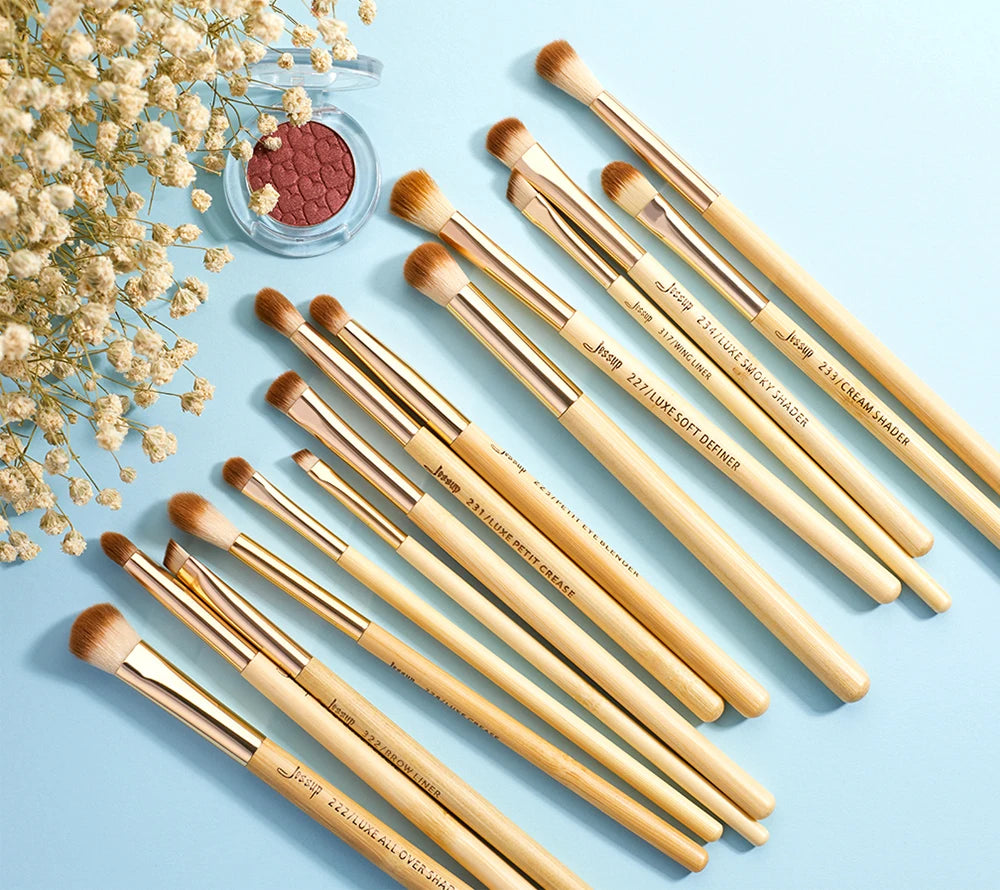 15-teiliges Bambus Make-up Pinsel Set für präzises Augen-Make-up
