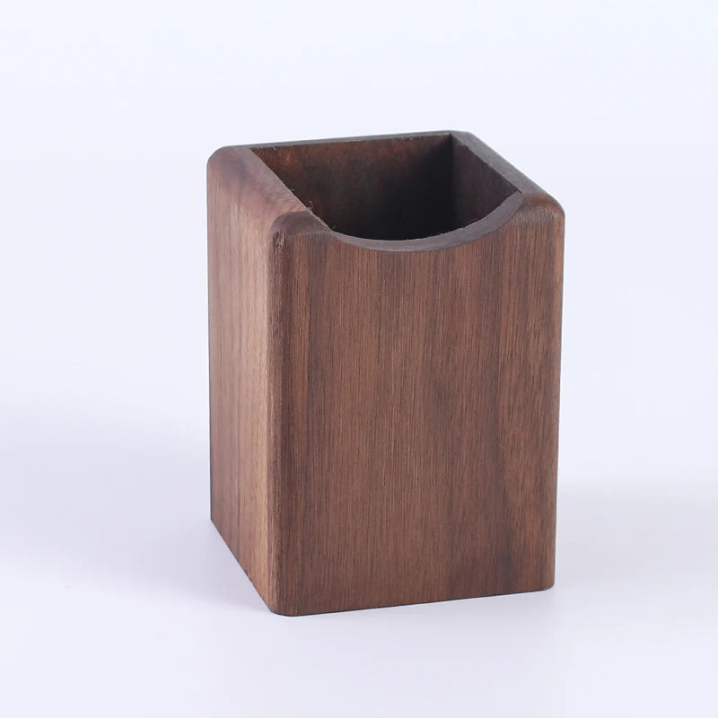 Massiver Holz Stifthalter quadratisch Retro Schreibtisch Organizer Box