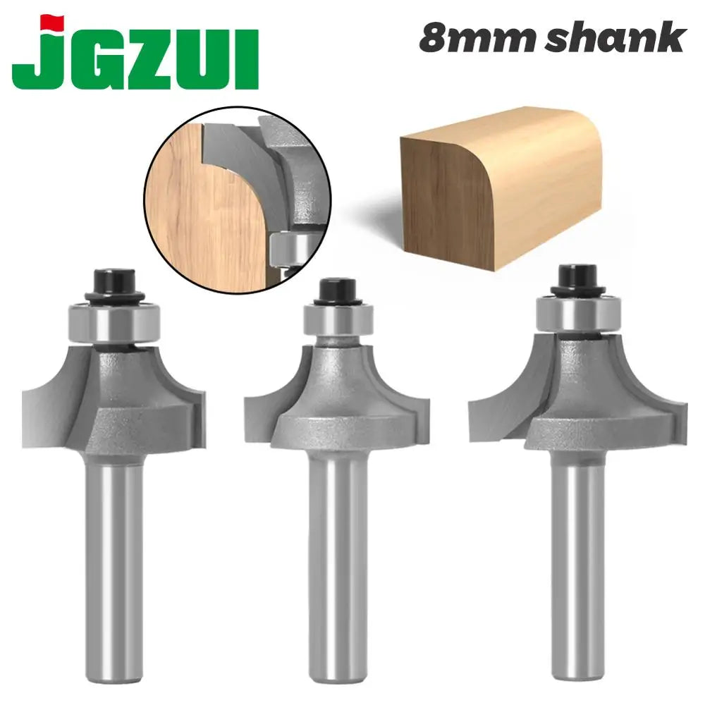 3-teiliges 8mm Schaft Router Bit Set mit Lager für Holzfräsen