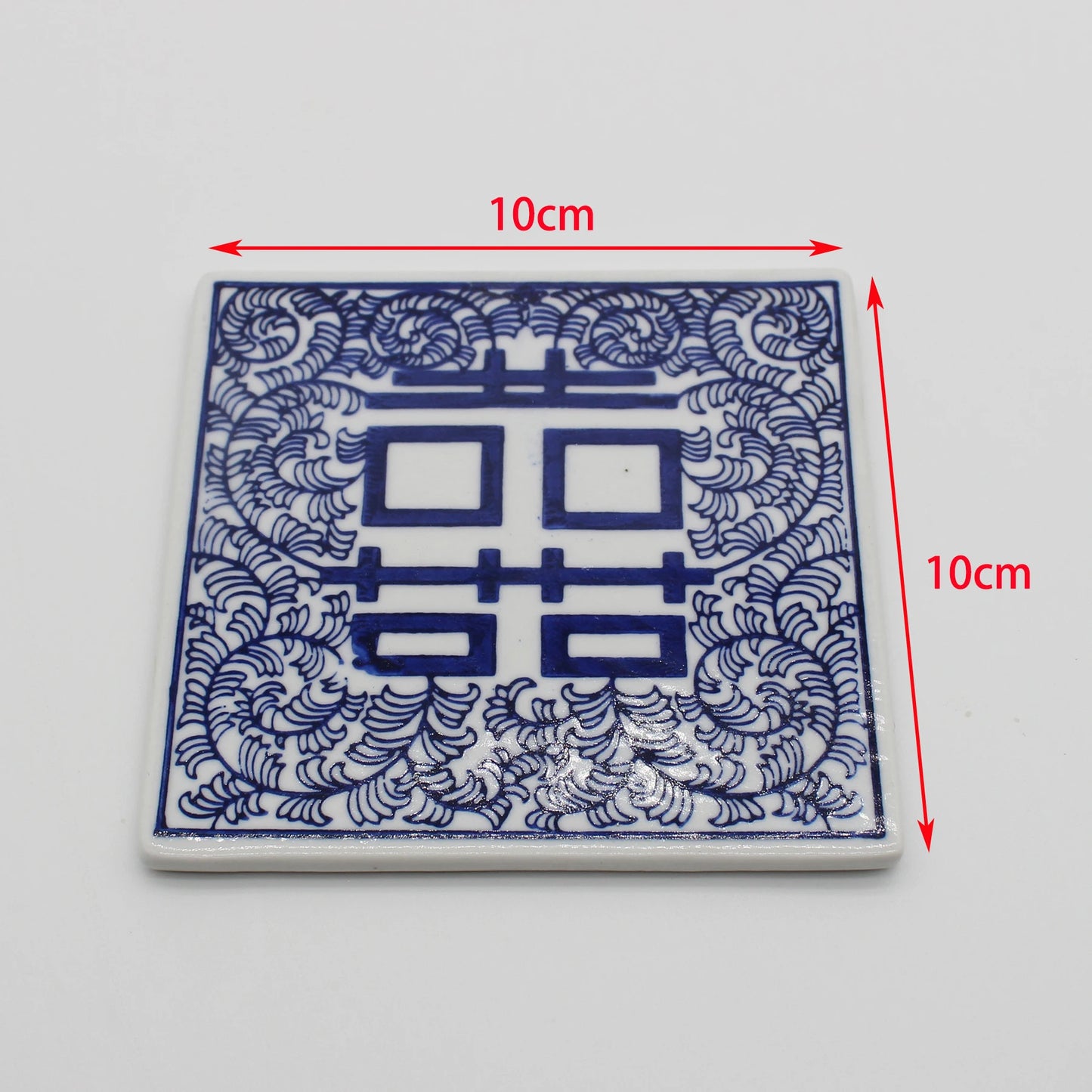 Dekorative quadratische Keramikuntersetzer 10x10 cm blau weiß