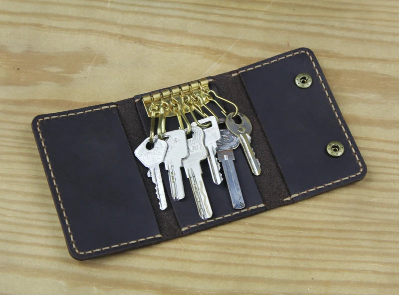 Handgemachtes echtes Leder Schlüsseletui für Herren und Damen