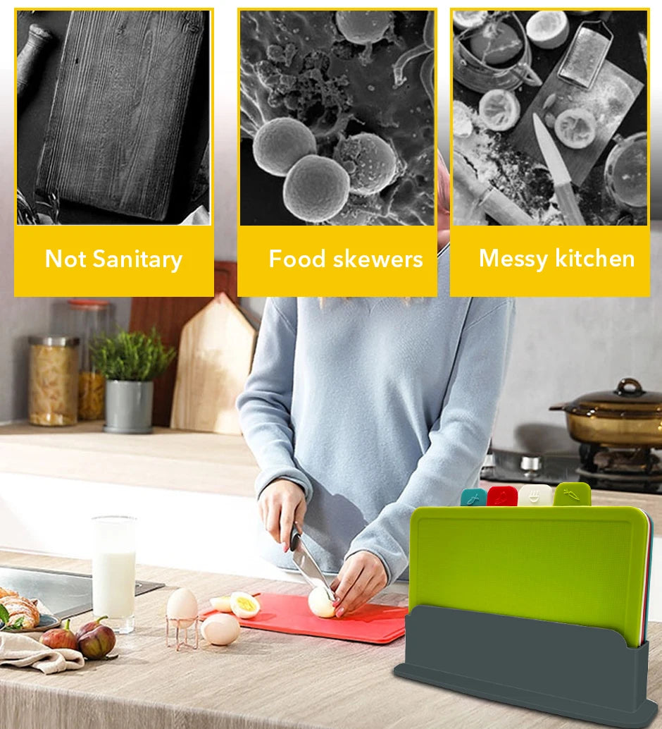 Anti Bakterielle Kunststoff Schneidebretter mit Halter Set spülmaschinenfest