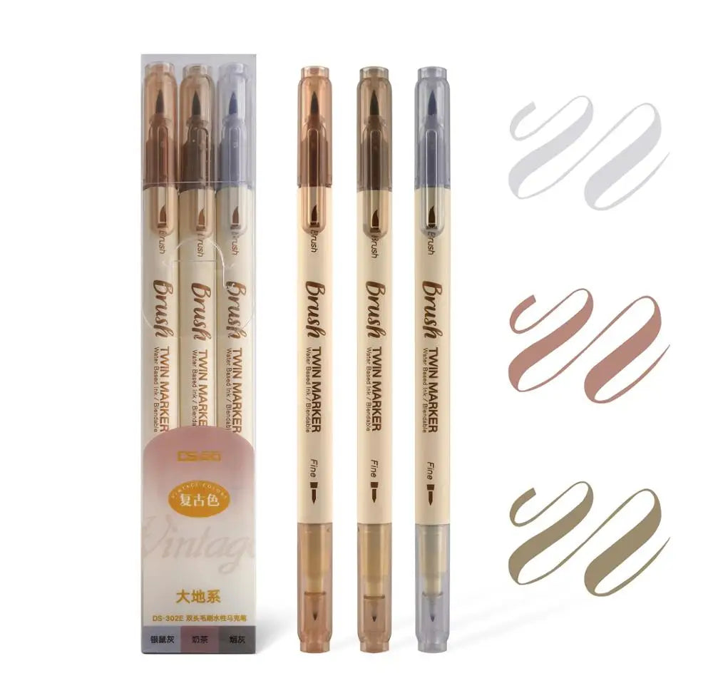 3-teiliges Set Dual-Ended Pinselmarker für kreative Aquarell Zeichnungen