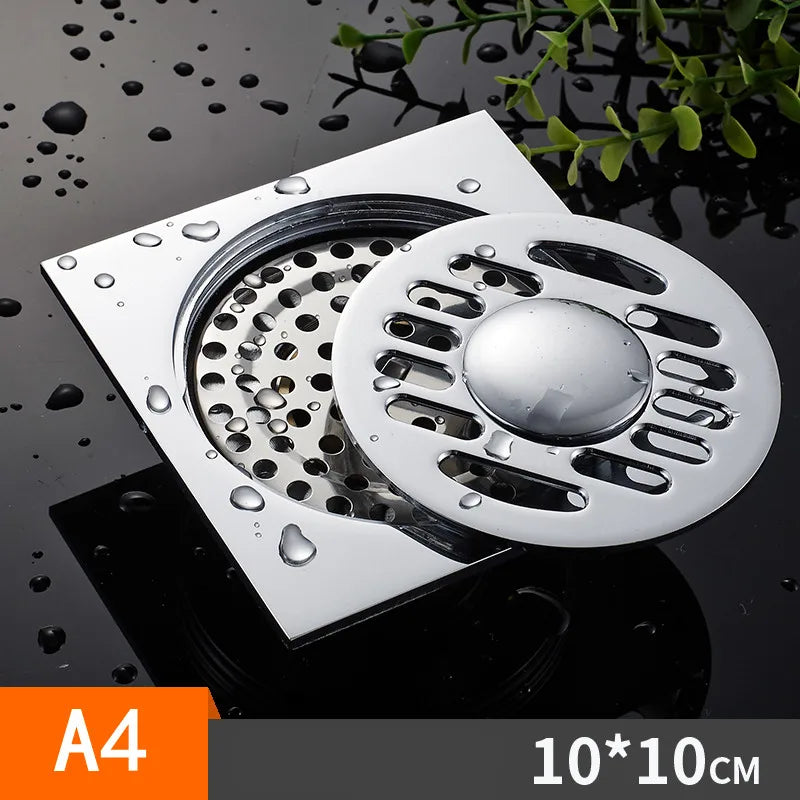 Quadratischer Edelstahl Duschablauf Bodenablauf 10x10 cm Anti-Geruch