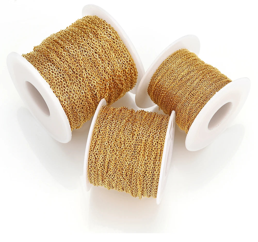 Edelstahlkette 10 Meter für DIY Schmuck 1mm 1.5mm 2mm Gold Silber