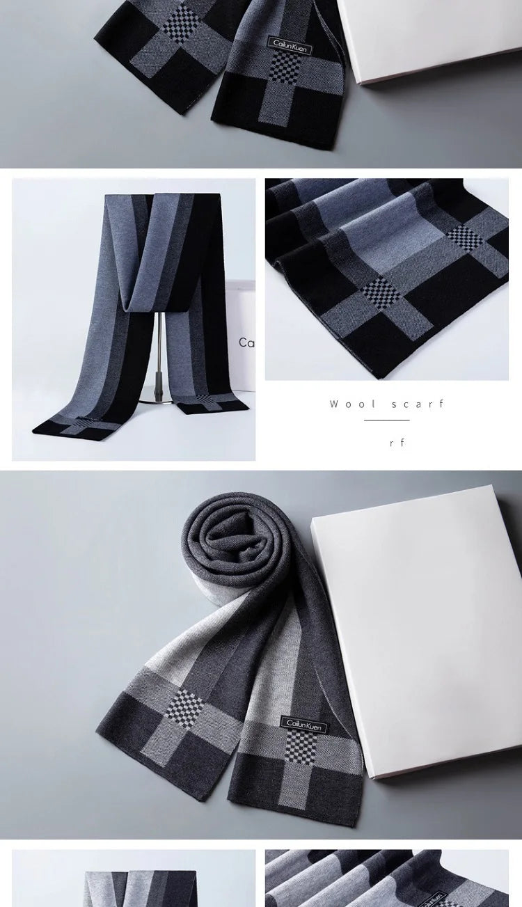 Weicher Kaschmirschal für Herren mit Karomuster und Fransen