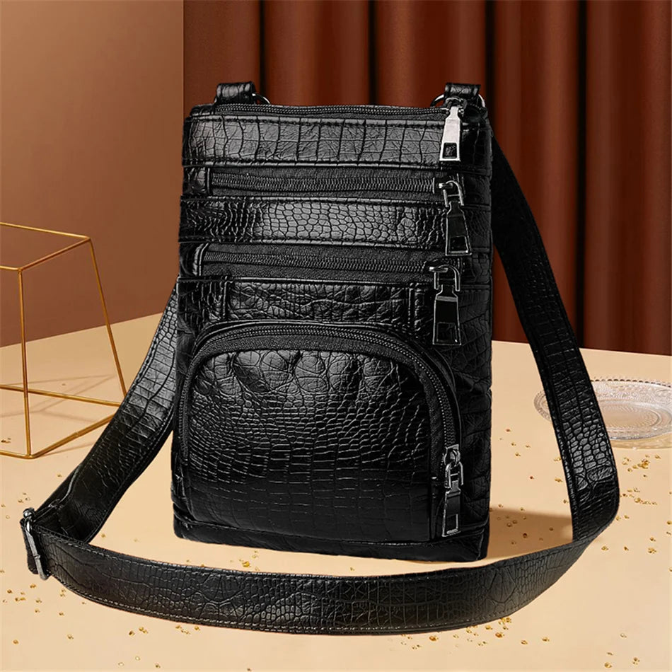 Multi Taschen Casual Schultertaschen Frauen Retro Flap Handtasche