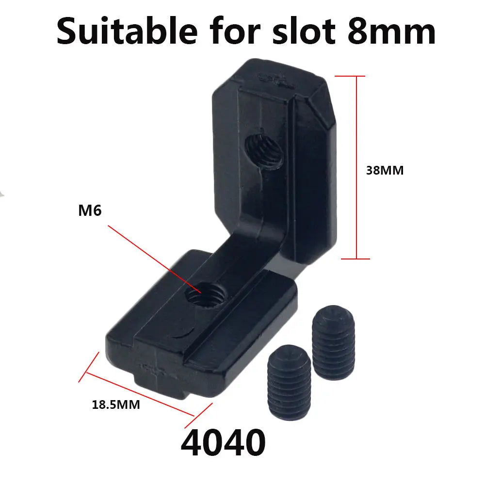 10x L-Form Eckverbinder Schwarz mit Schrauben für Alu Profile (2020, 3030, 4040)