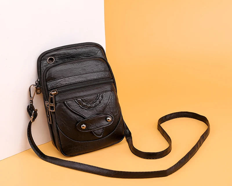 Vintage PU Leder Umhängetasche für Frauen kleine Crossbody Tasche