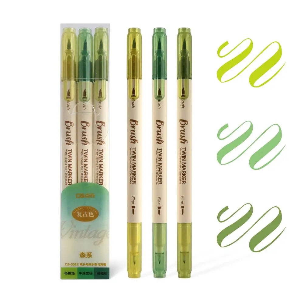 3-teiliges Set Dual-Ended Pinselmarker für kreative Aquarell Zeichnungen