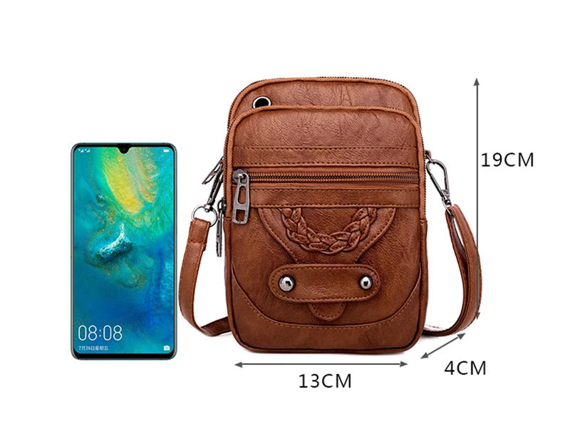 Vintage PU Leder Umhängetasche für Frauen kleine Crossbody Tasche