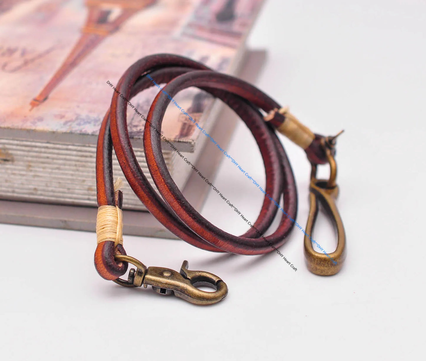 Handgemachter brauner Leder Schlüsselanhänger lange Brieftaschenkette-Yabubest - Home & More