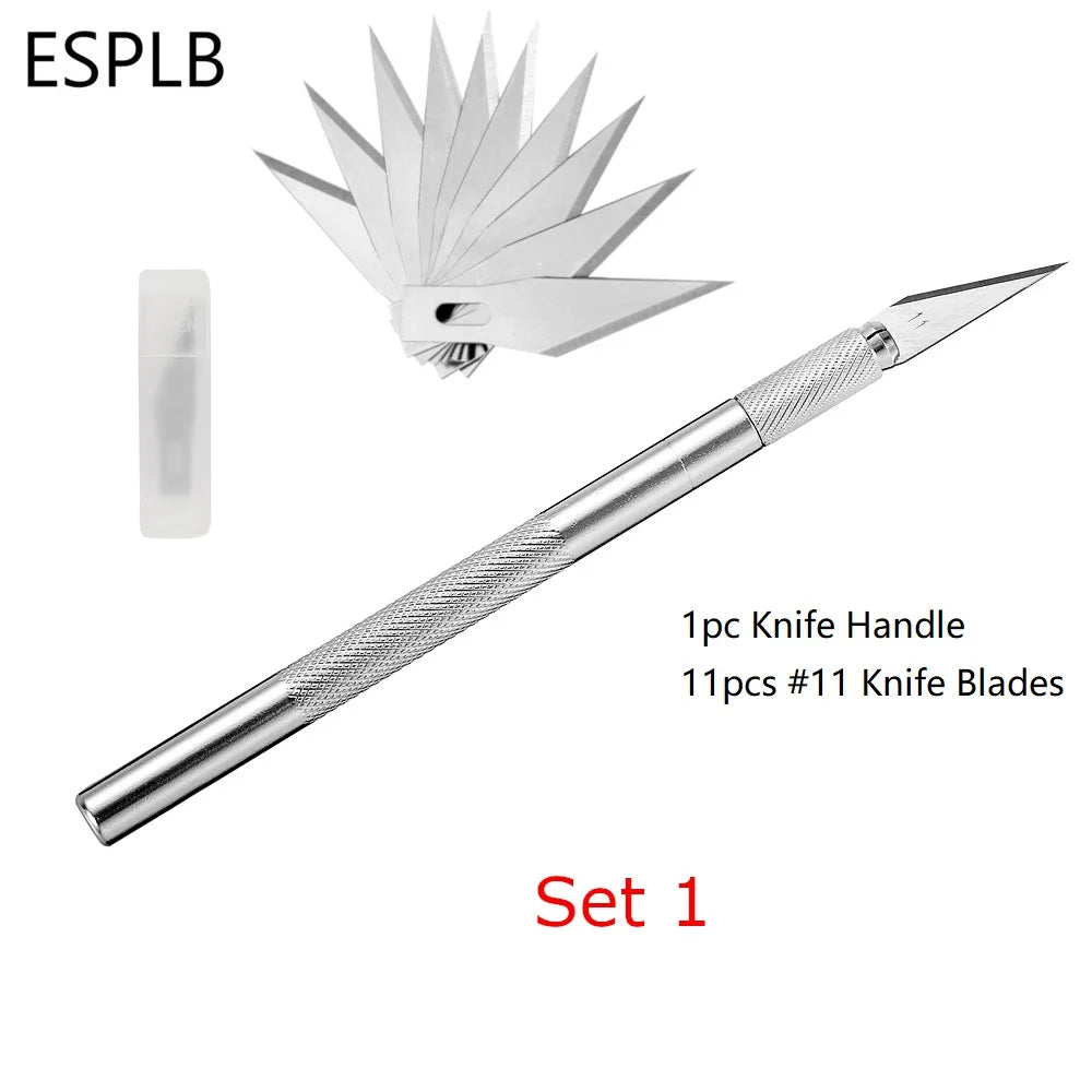 Metall Bastelmesser mit rutschfestem Griff und extra Klingen Set