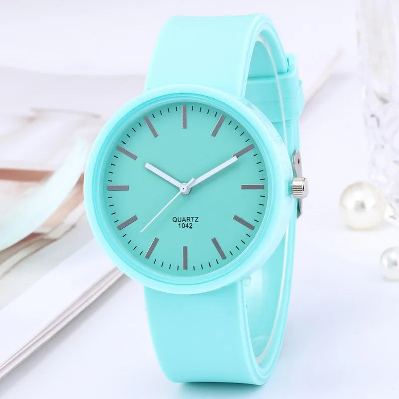 Stilvolle Damen Quarz Armbanduhr - Weißes Silikon Gelee Design