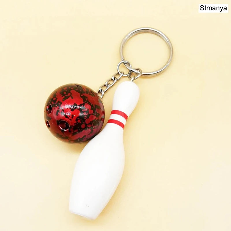 Bowling Metall Schlüsselanhänger sportlich versilbert 4 Farben Unisex
