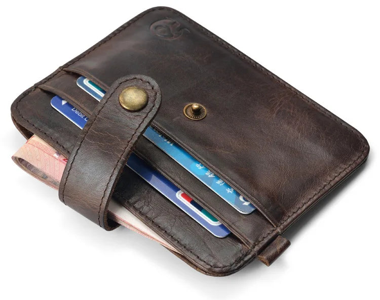Schlanke Herren Brieftasche aus echtem Leder mit Kartenhalter - Münztasche