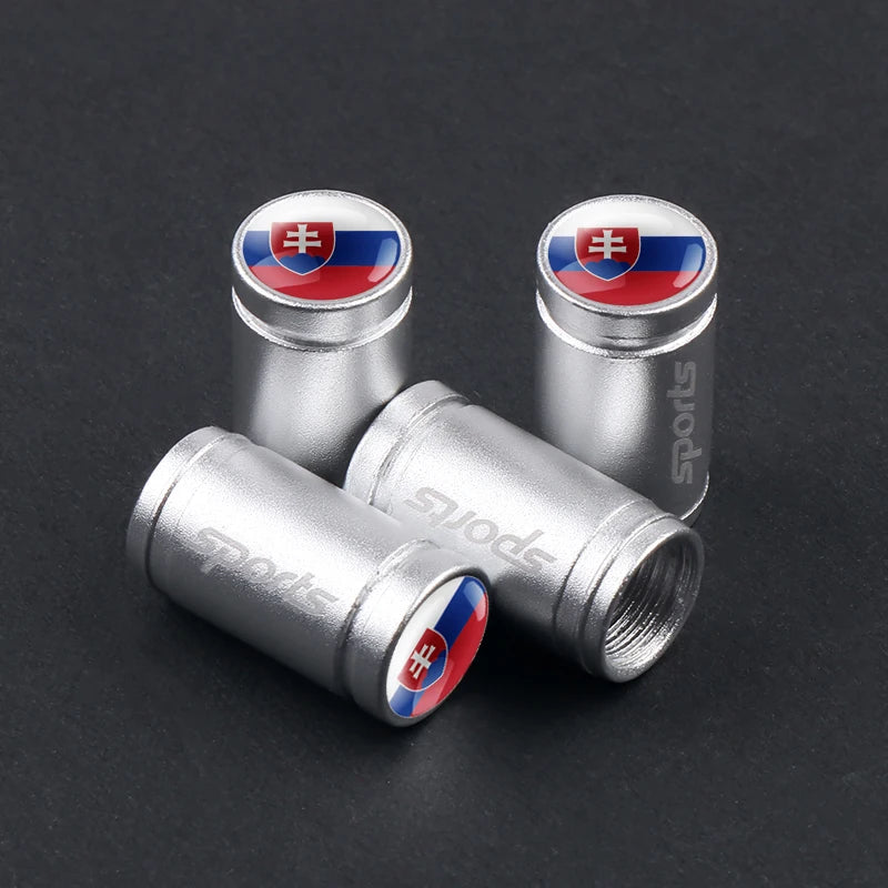 4er Set Aluminium Ventilkappen mit Länderflaggen Auto Reifen Zubehör