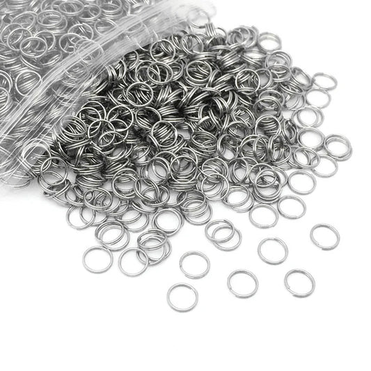100x Schlüsselanhänger Edelstahl 6-20 mm DIY Verbinder rund silberfarbend