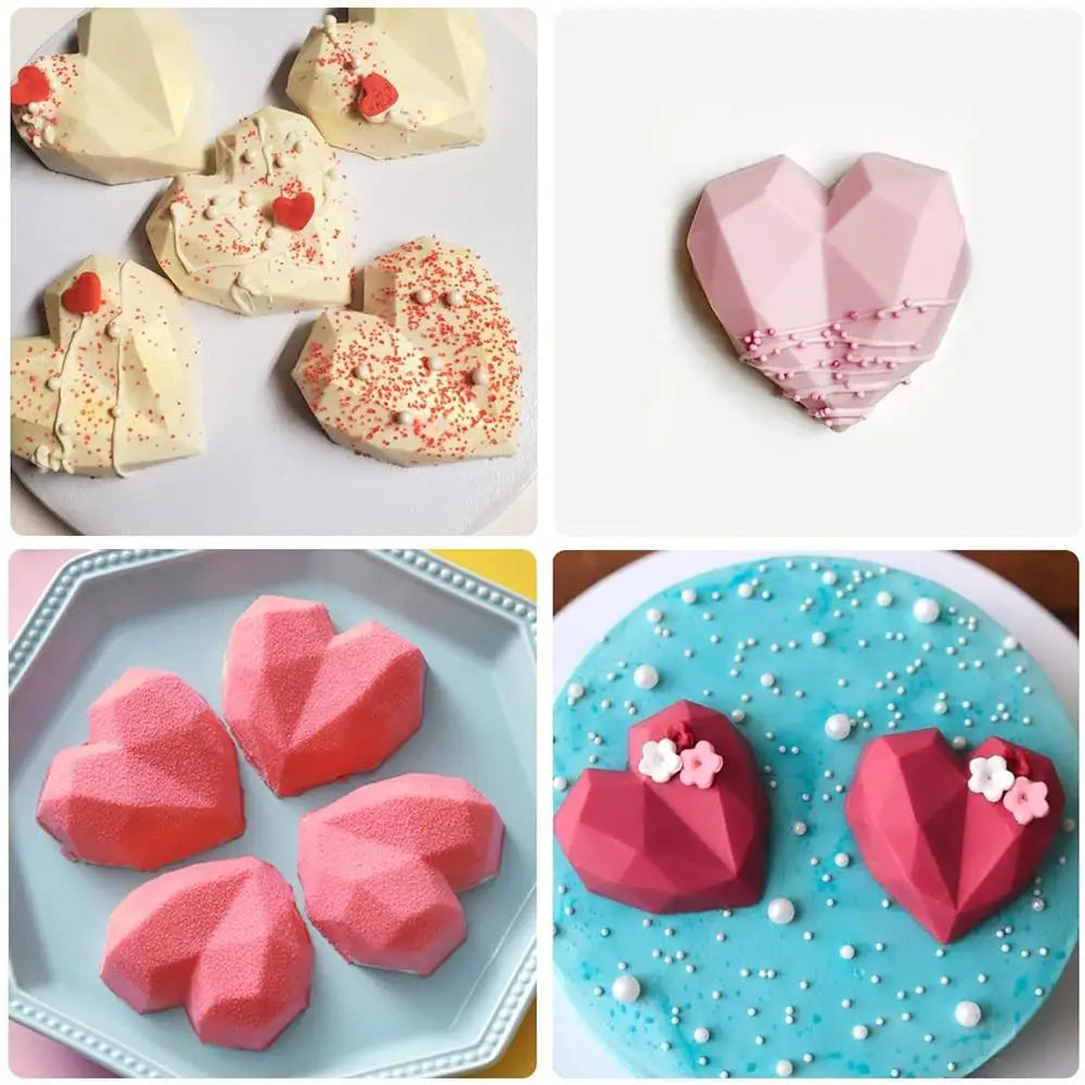 3D Silikonform Herz Diamant für Schokolade und Dessert