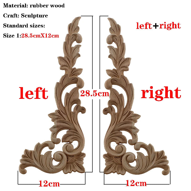 Handgeschnitzte Holzapplikation mit floralem Design