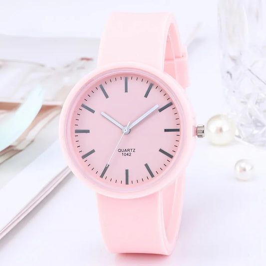 Stilvolle Damen Quarz Armbanduhr - Weißes Silikon Gelee Design