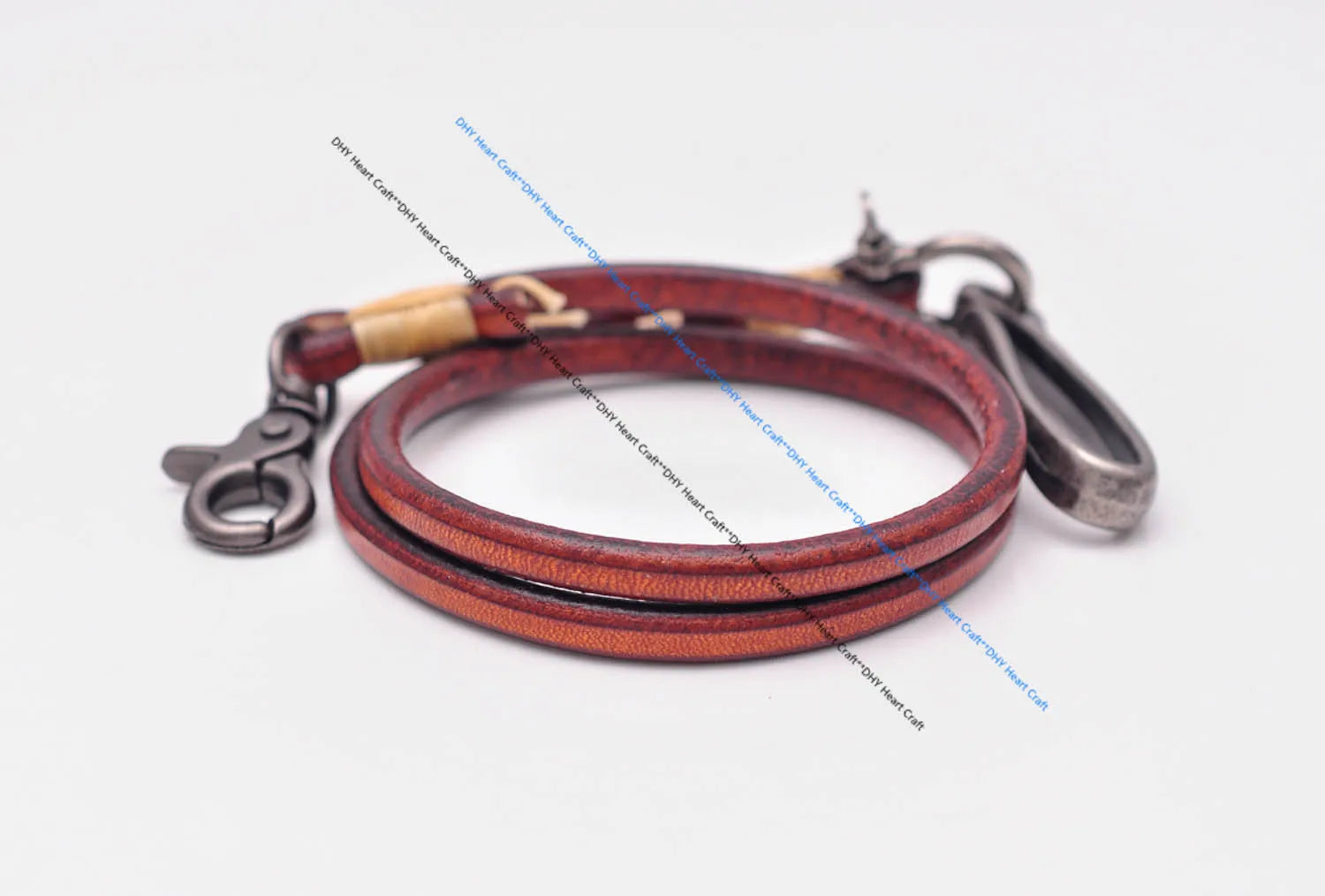 Handgemachter brauner Leder Schlüsselanhänger lange Brieftaschenkette-Yabubest - Home & More