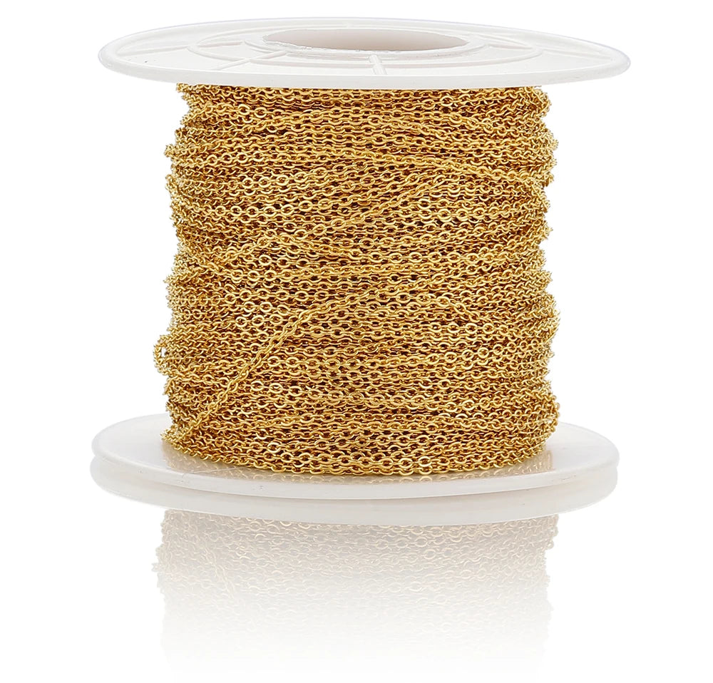 Edelstahlkette 10 Meter für DIY Schmuck 1mm 1.5mm 2mm Gold Silber