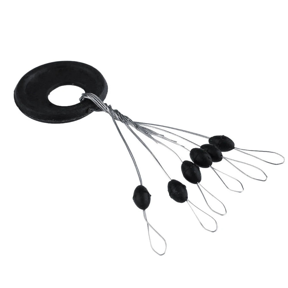 60er Set Schwarze Gummi Space Beans – Elastische Stopper für präzises Angeln