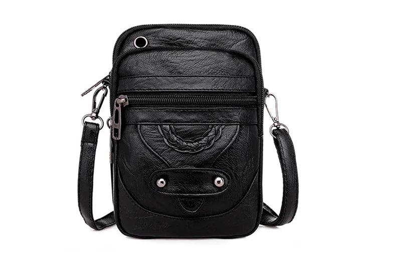 Vintage PU Leder Umhängetasche für Frauen kleine Crossbody Tasche