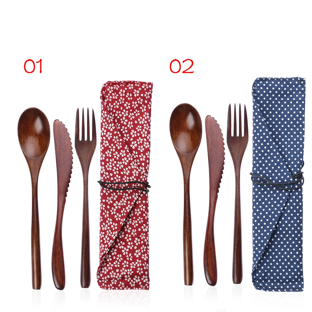 Bambus Besteck Set mit Tasche – wiederverwendbar für Schule & Unterwegs-Yabubest - Home & More